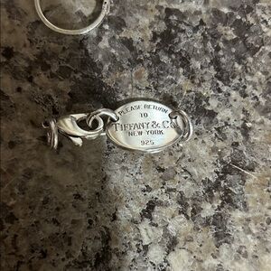 Tiffany & Co. Silver Oval Tag Keychain